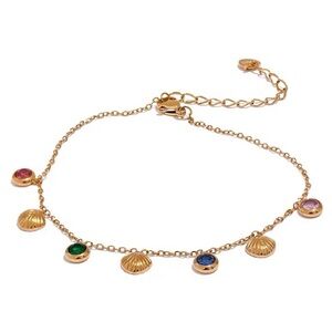NWOT Colorful Shiny Cubic Zirconia Shell Stainless Steel Anklet❤️❤️❤️